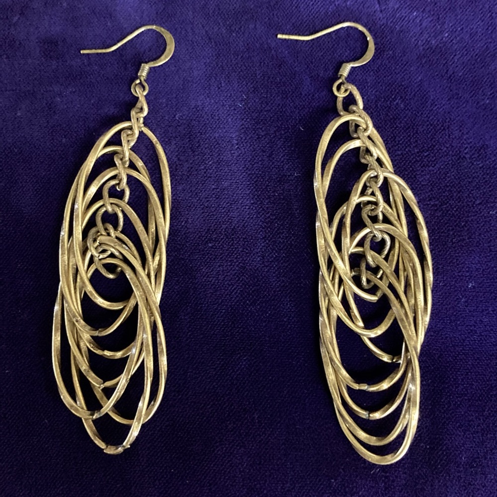 Antique gold pierced earring. 3” long